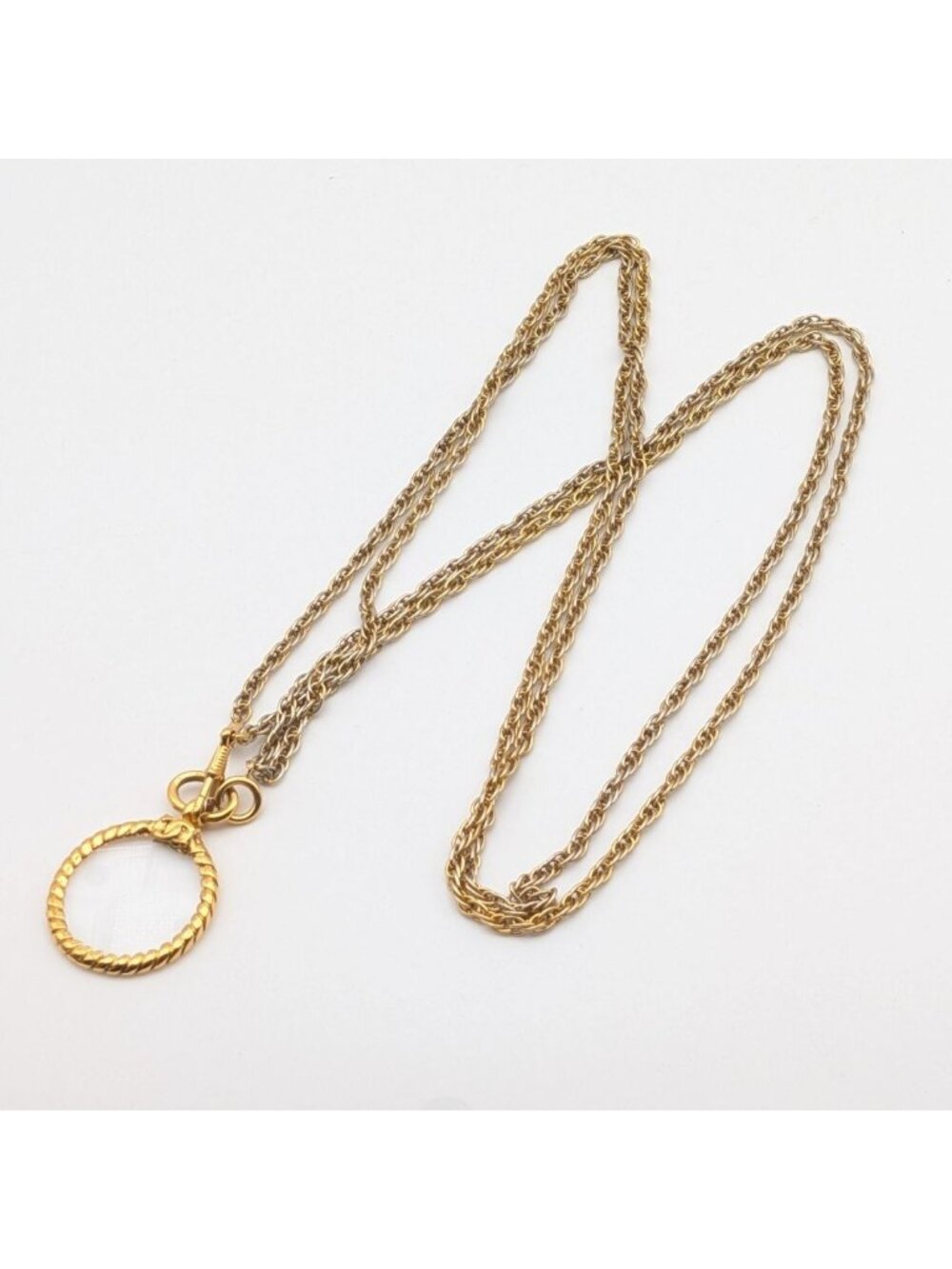 Chanel Pendant CC Logo Loupe Gold Chain First Era Vintage Necklace